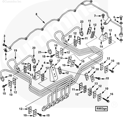 [393375300] KIT TUBOS DE INYECTOR 6B CON AFTERCOOLER 1 AL 6
